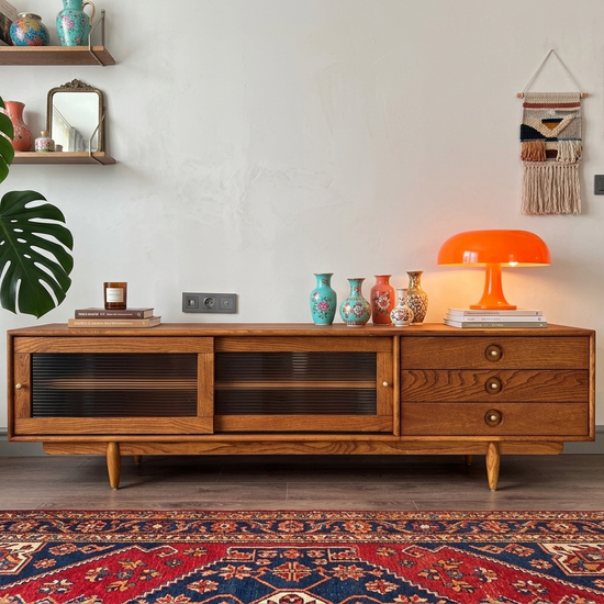 Tezahür Solid Wood Cinnamon Brown TV Unit