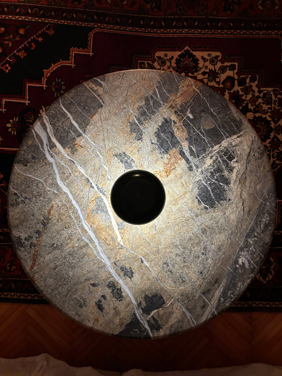 Muaşaka Masif Ahşap Cinnamon Brown Blue Jean Mermerli Orta Sehpa