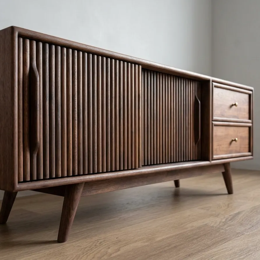 Mazhar V1 Solid Wood Dark Roast TV Unit
