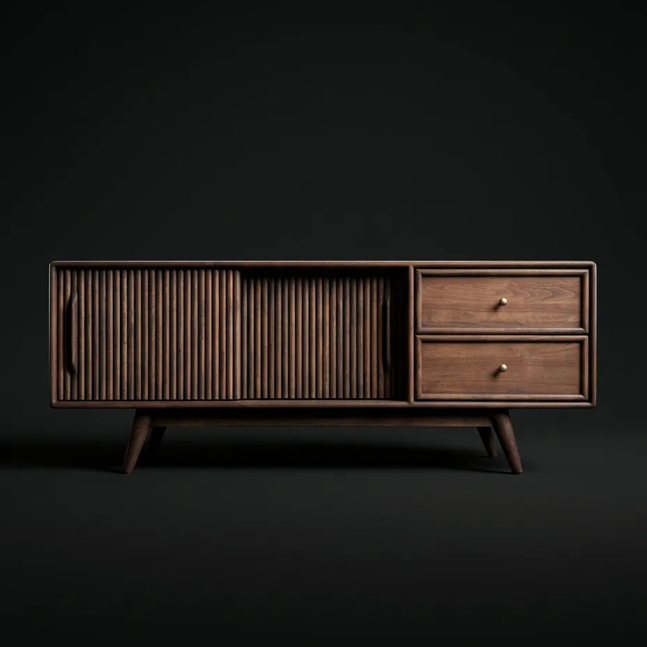 Mazhar V1 Solid Wood Dark Roast TV Unit