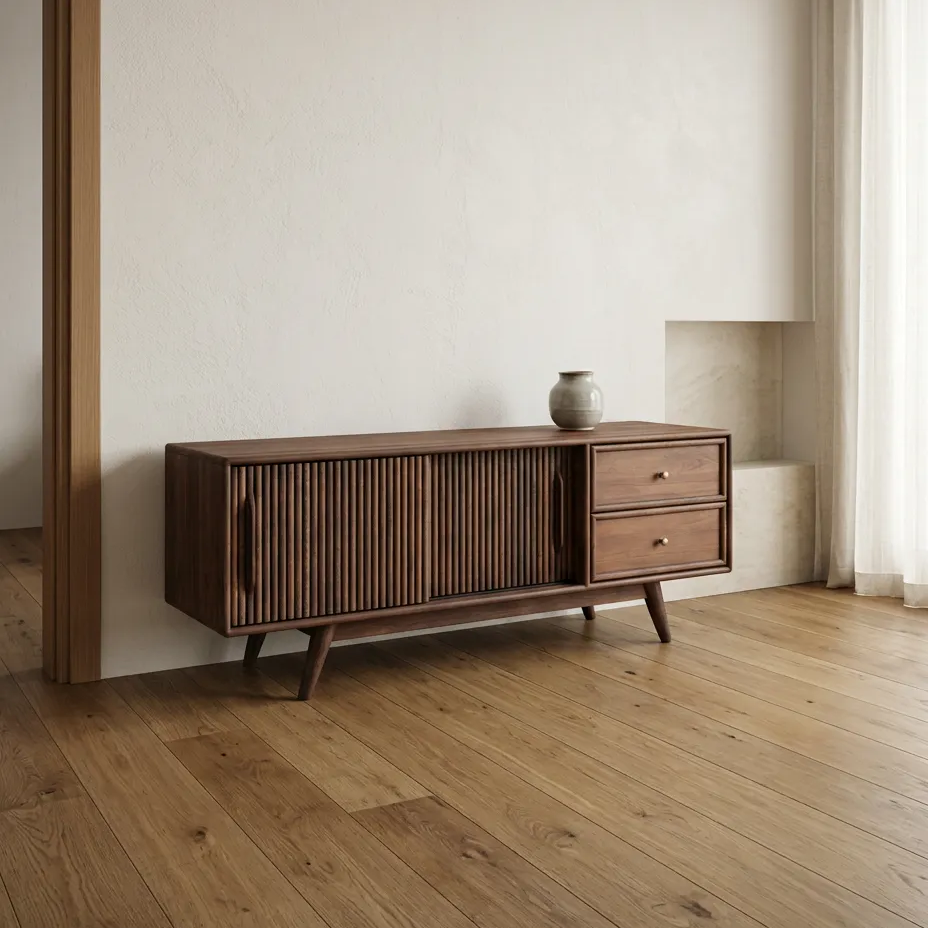 Mazhar V1 Solid Wood Dark Roast TV Unit