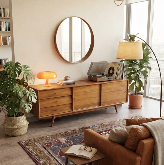 Mahir Solid Wood Cinnamon Brown TV Unit