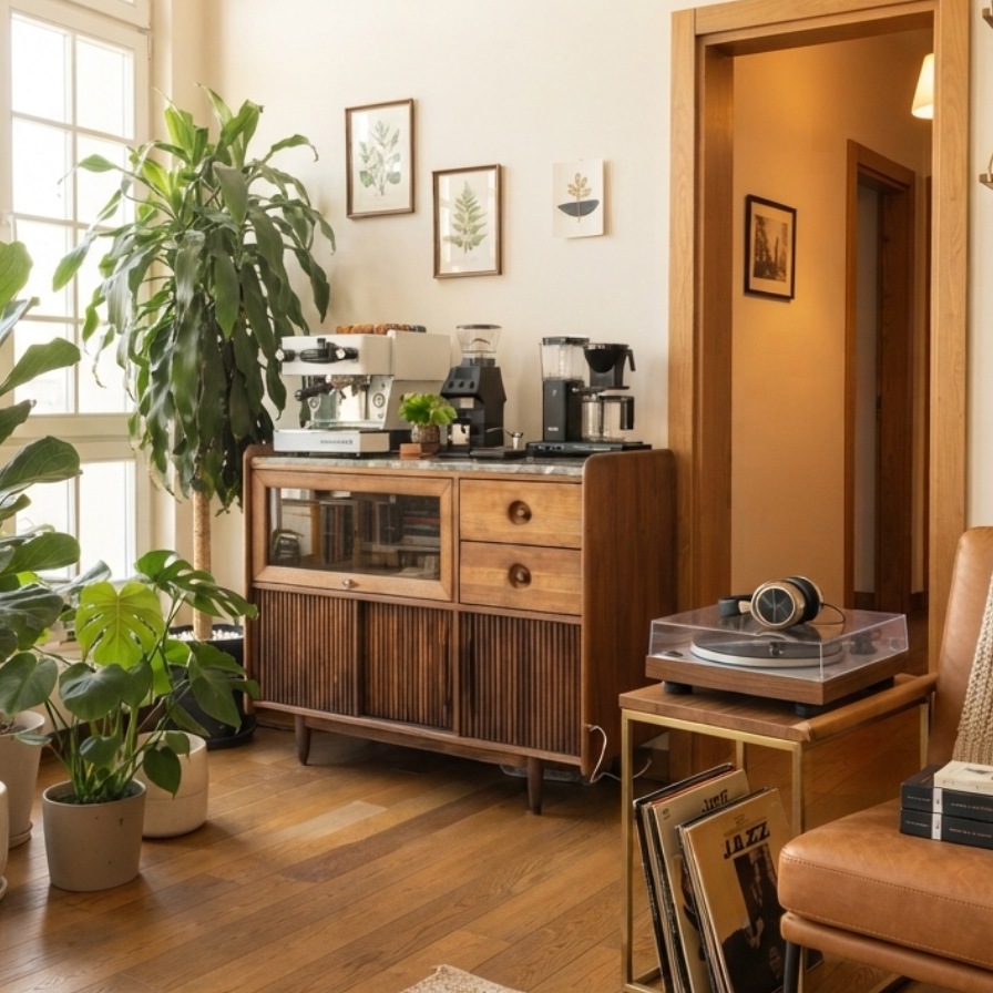 Mazhar Solid Wood Cocoa Coffee Cabinet