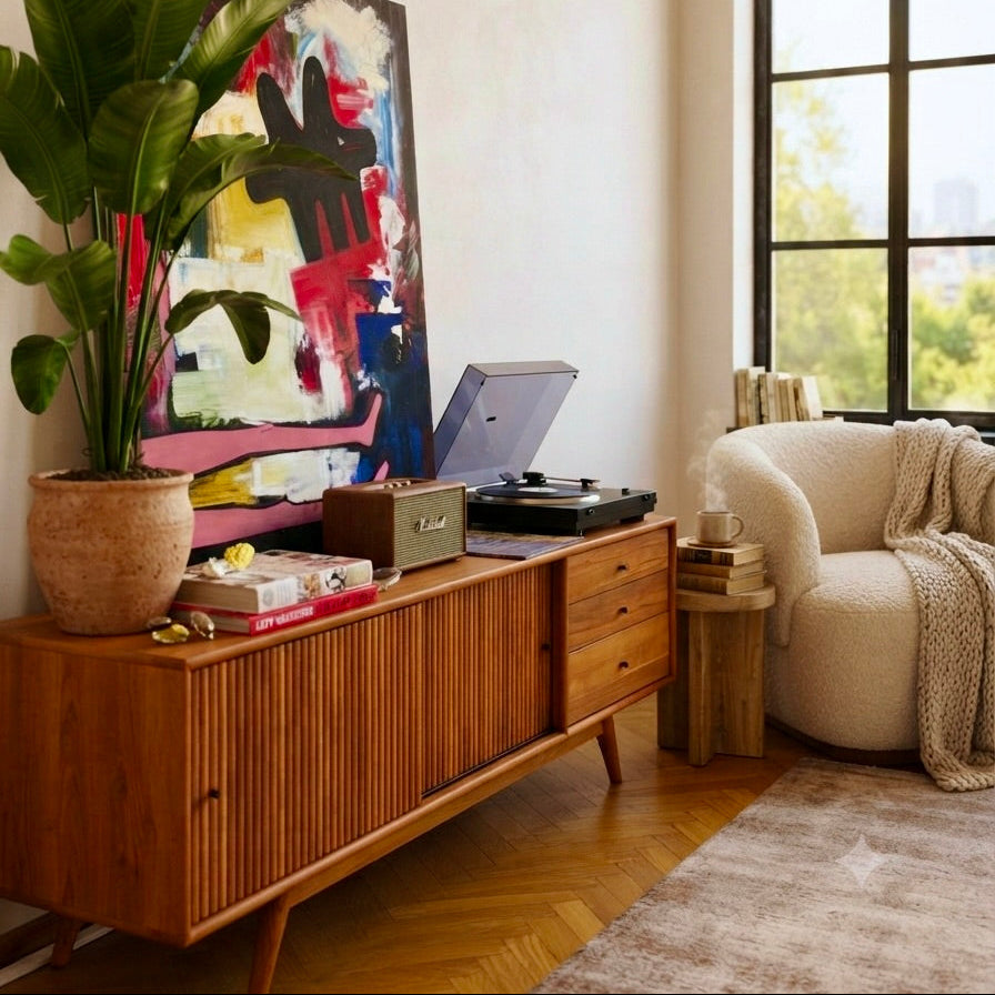 Mazhar V1 Solid Wood Cinnamon Brown TV Unit