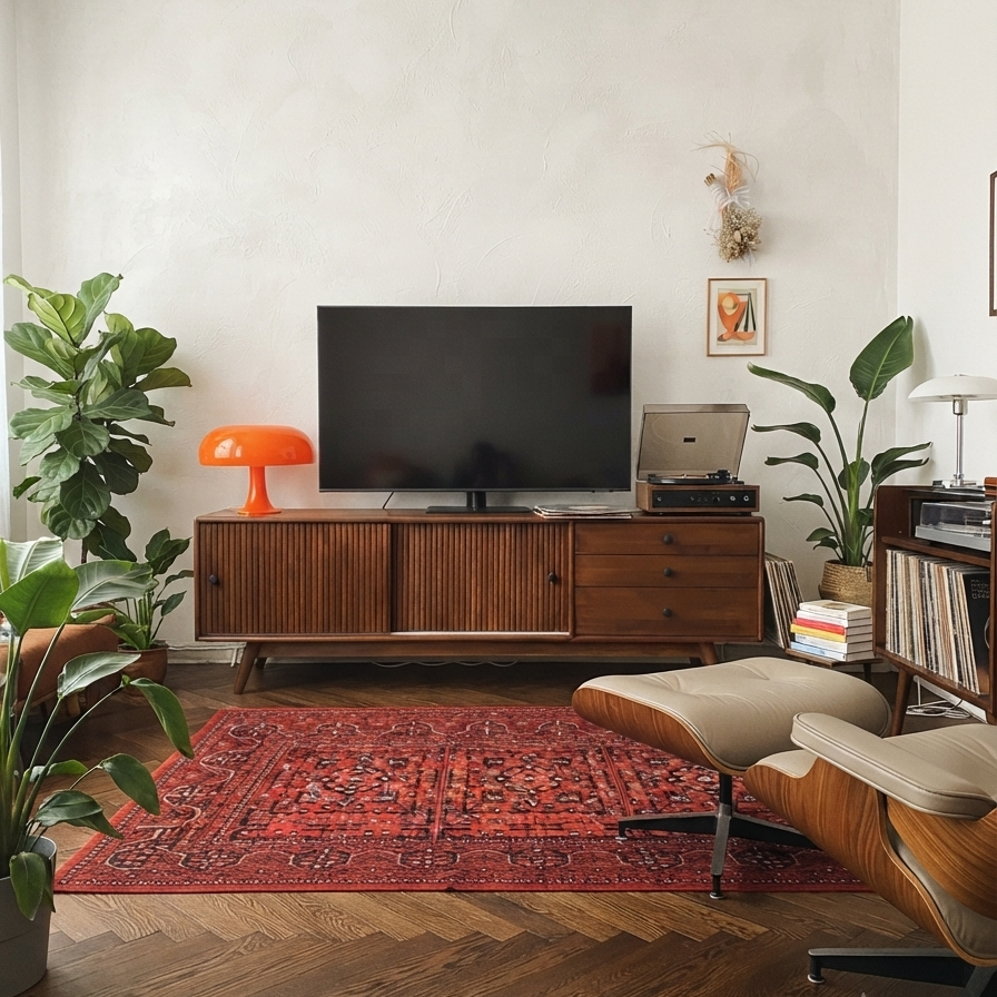 Mazhar V1 Solid Wood Walnut TV Unit