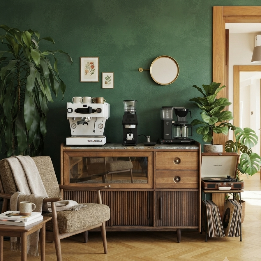 Mazhar Solid Wood Cocoa Coffee Cabinet