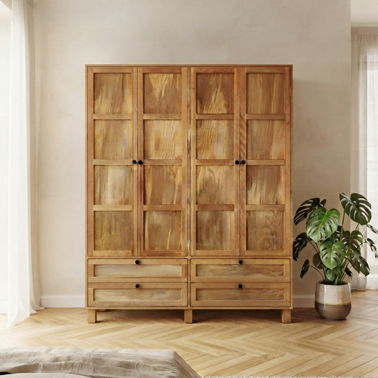 Tekellef Solid Wood Bourbon Wardrobe
