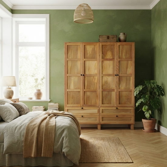 Tekellef Solid Wood Bourbon Wardrobe