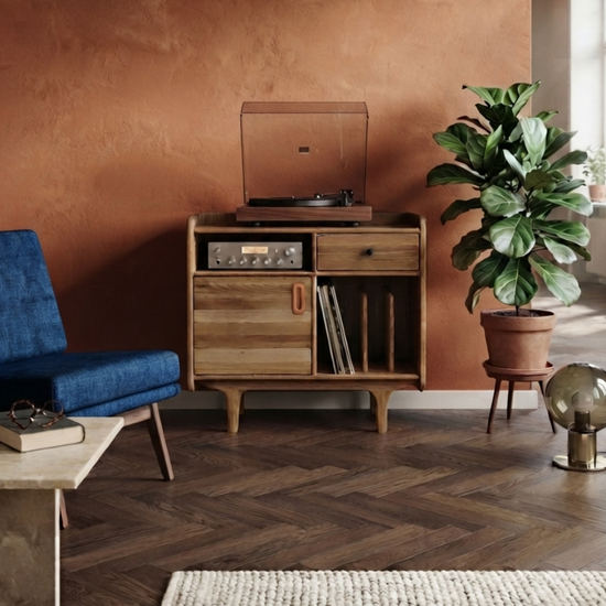 Mazi Solid Wood Pure Record Cabinet