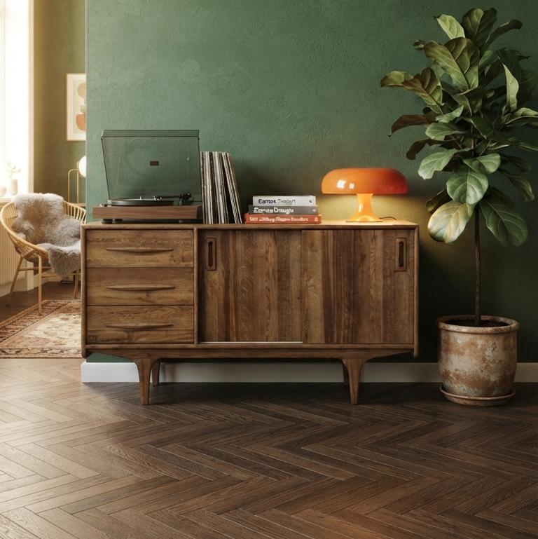 Mazi V1 Solid Wood Castle Brown Console