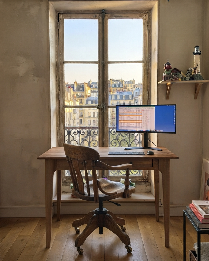 Gülendam V1 Solid Wood Castle Brown Desk