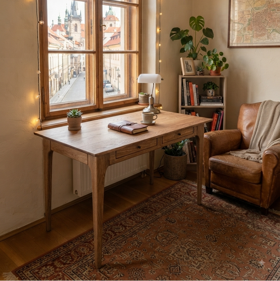 Gülendam V1 Solid Wood Castle Brown Desk