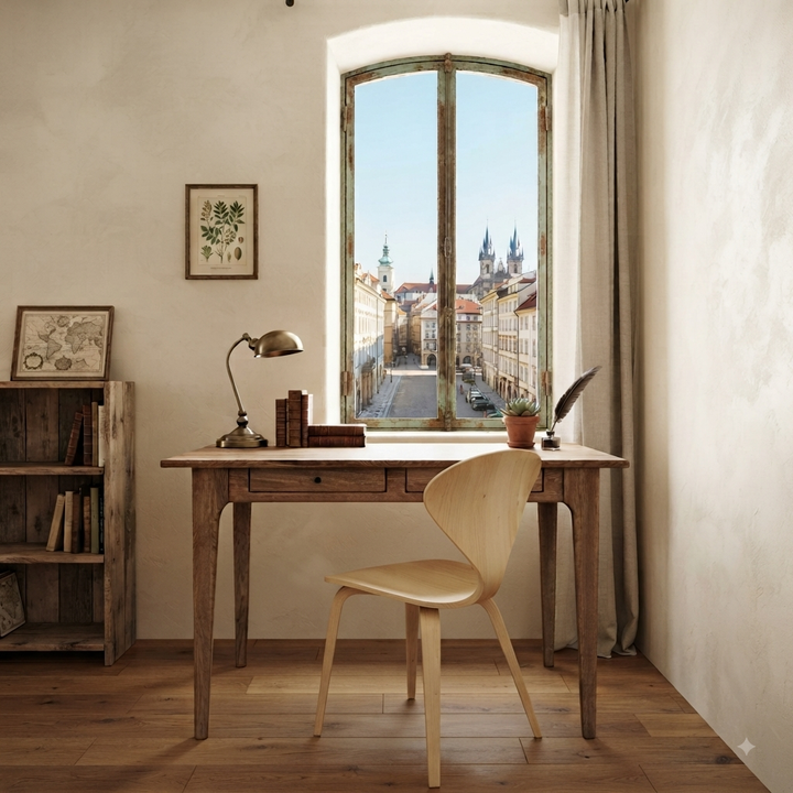 Gülendam V1 Solid Wood Castle Brown Desk