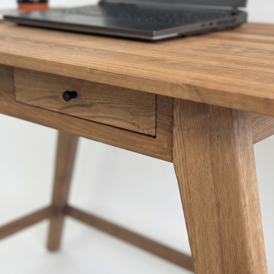 Gülendam V2 Solid Wood Chestnut Veneer Study Desk