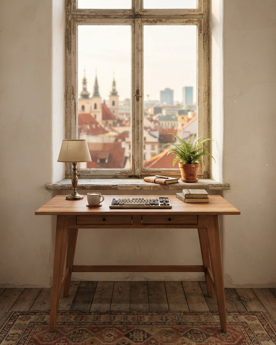 Gülendam V2 Solid Wood Bourbon Study Desk 