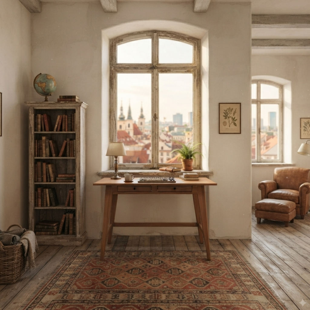 Gülendam V2 Solid Wood Bourbon Study Desk 