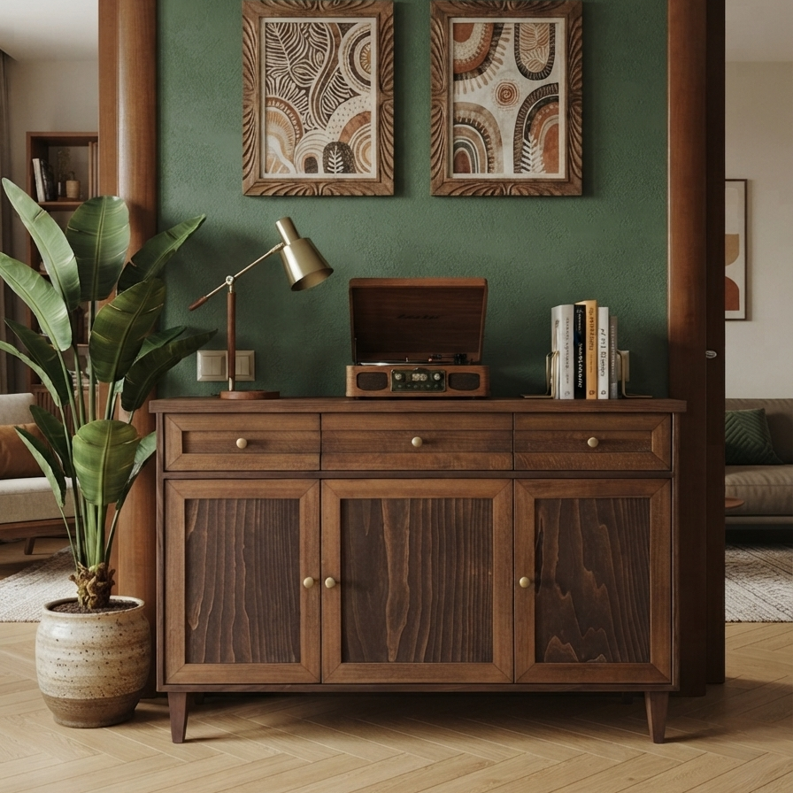 Armoni Solid Wood Cocoa Console