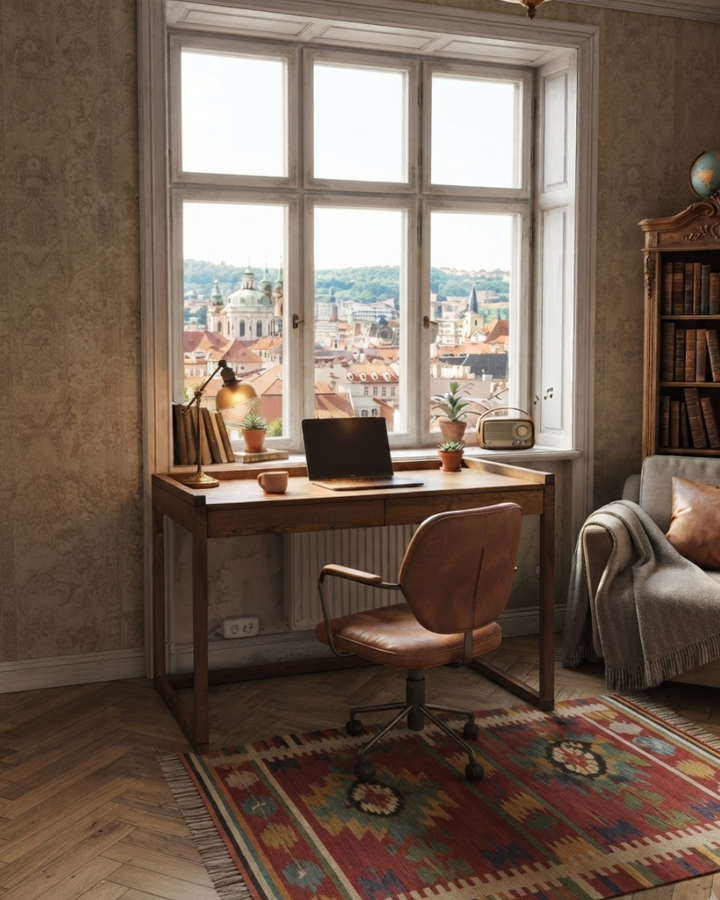 Ziya Solid Wood Chocolate Study Desk