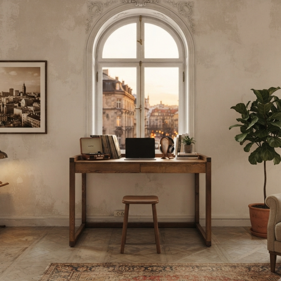 Ziya Solid Wood Chocolate Study Desk