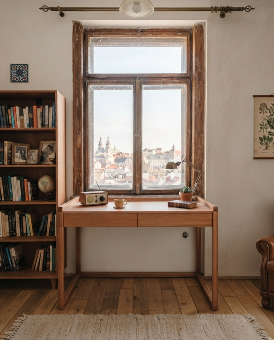 Ziya Solid Wood Bourbon Study Desk