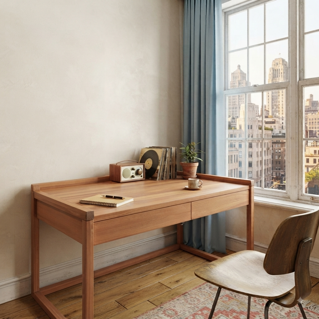 Ziya Solid Wood Bourbon Study Desk