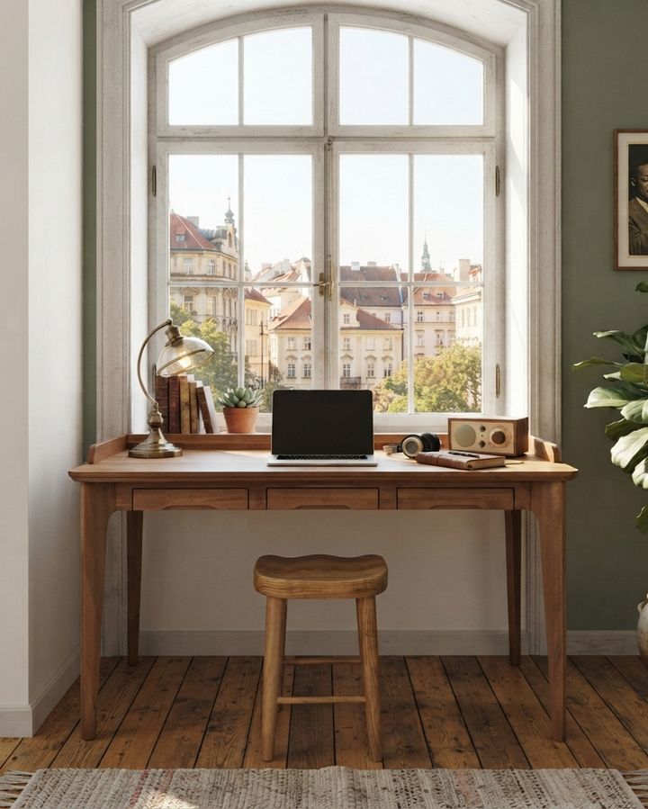 Azize Solid Wood Study Desk