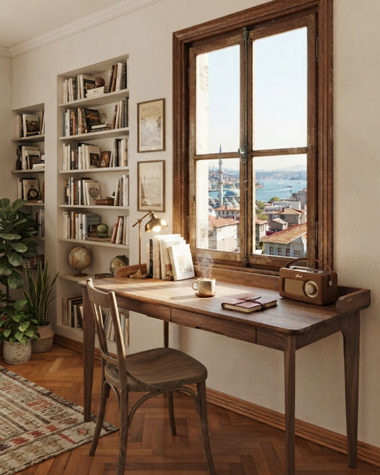 Azize Solid Wood Study Desk