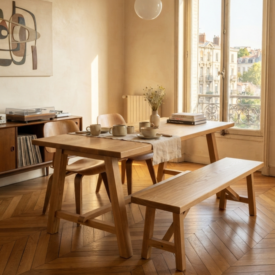 Haydar Solid Wood Bourbon Dining Table