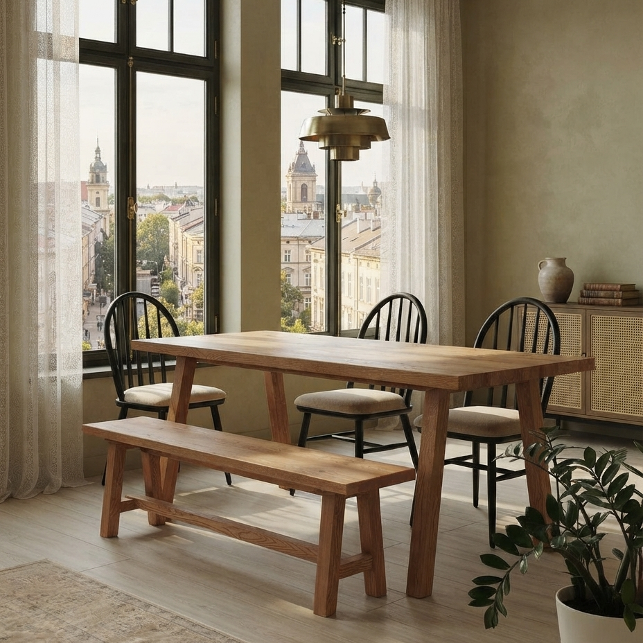 Haydar Solid Wood Bourbon Dining Table