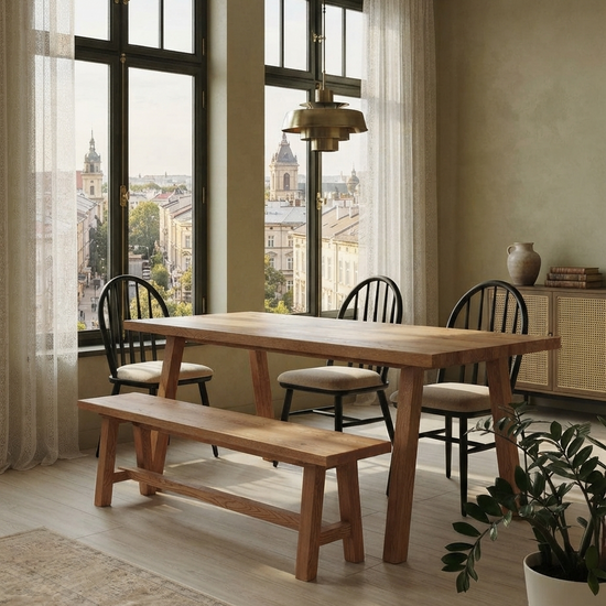 Haydar Solid Wood Bourbon Dining Table