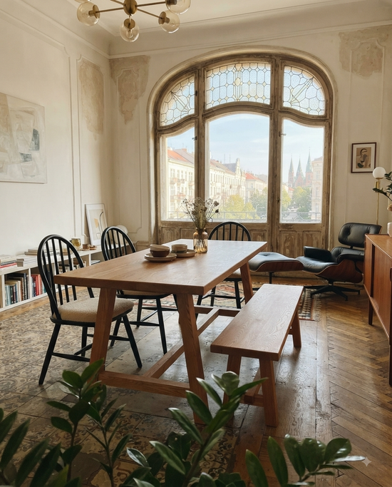 Haydar Solid Wood Bourbon Dining Table