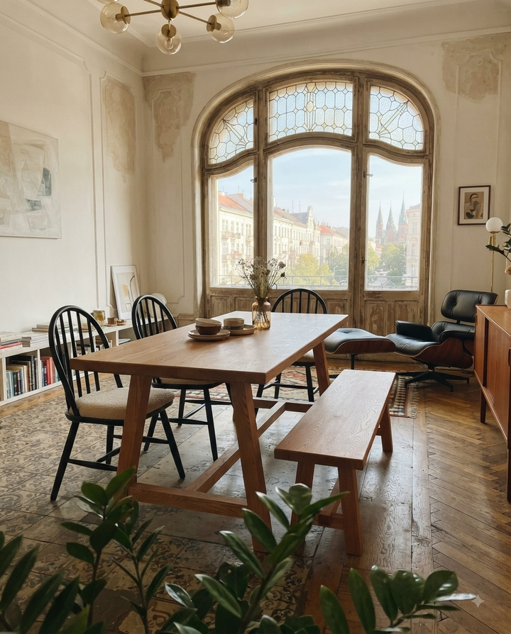 Haydar Solid Wood Bourbon Dining Table