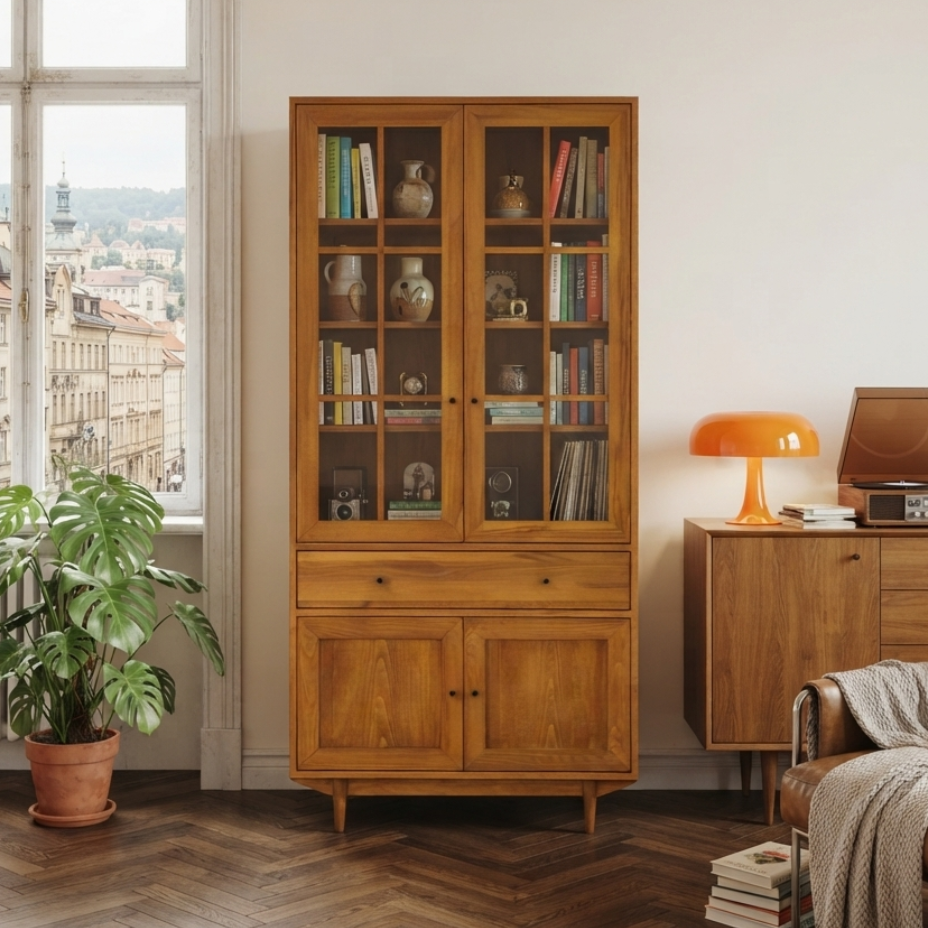Muaşaka Solid Wood Cinnamon Brown Buffet with Drawers