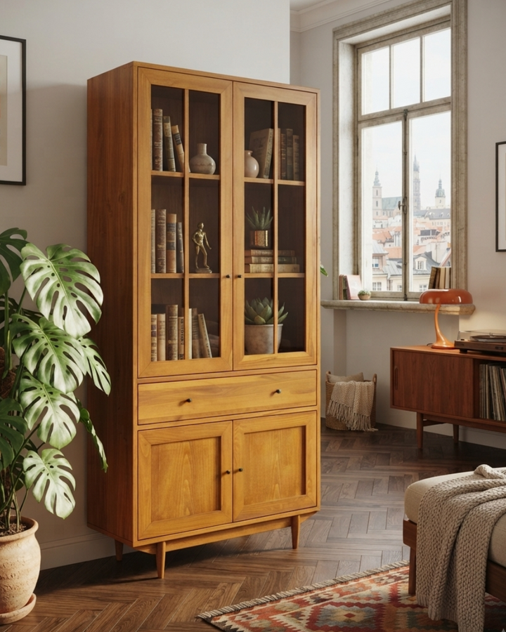 Muaşaka Solid Wood Cinnamon Brown Buffet with Drawers