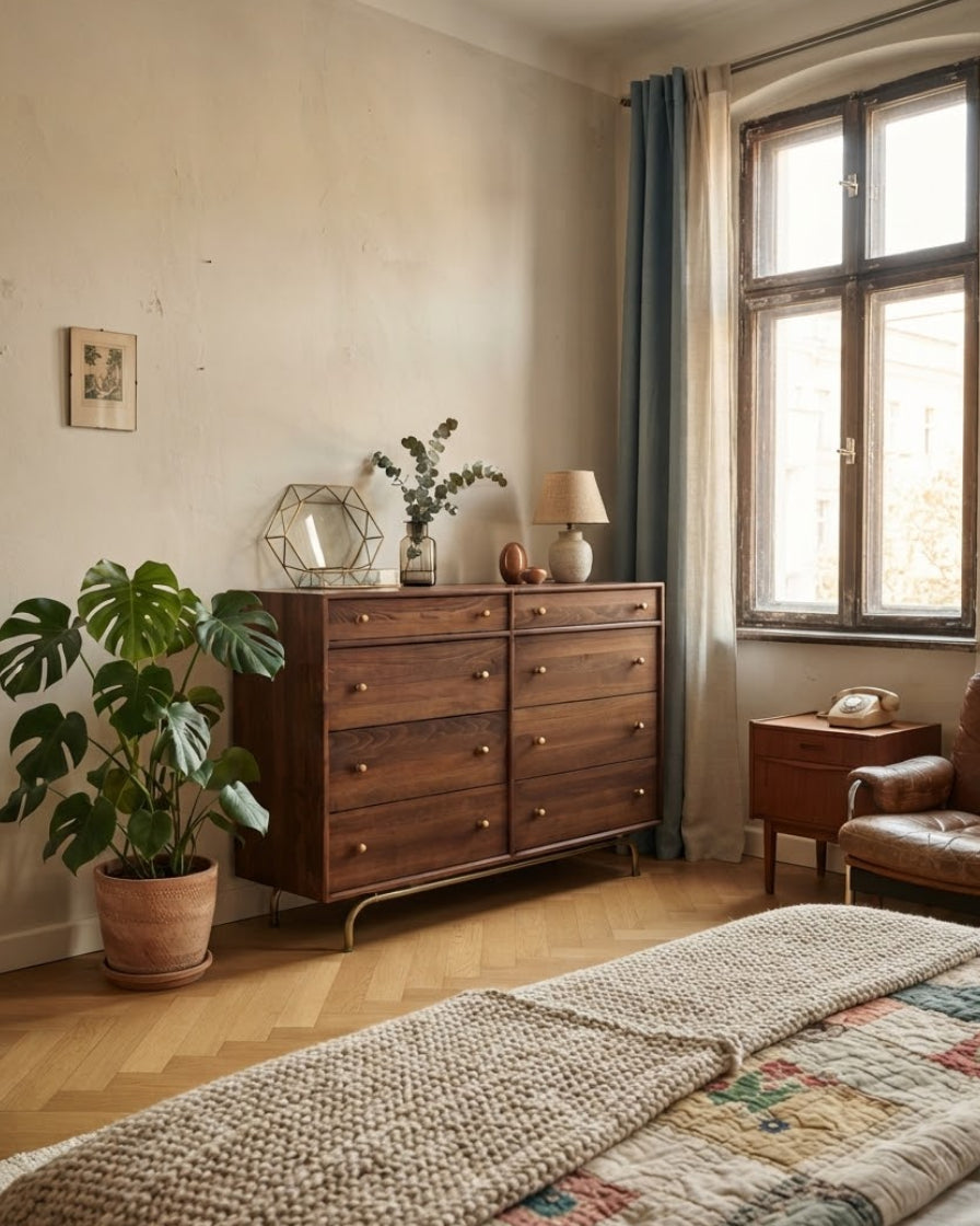 Gündedün Solid Wood K. Walnut Chest of Drawers