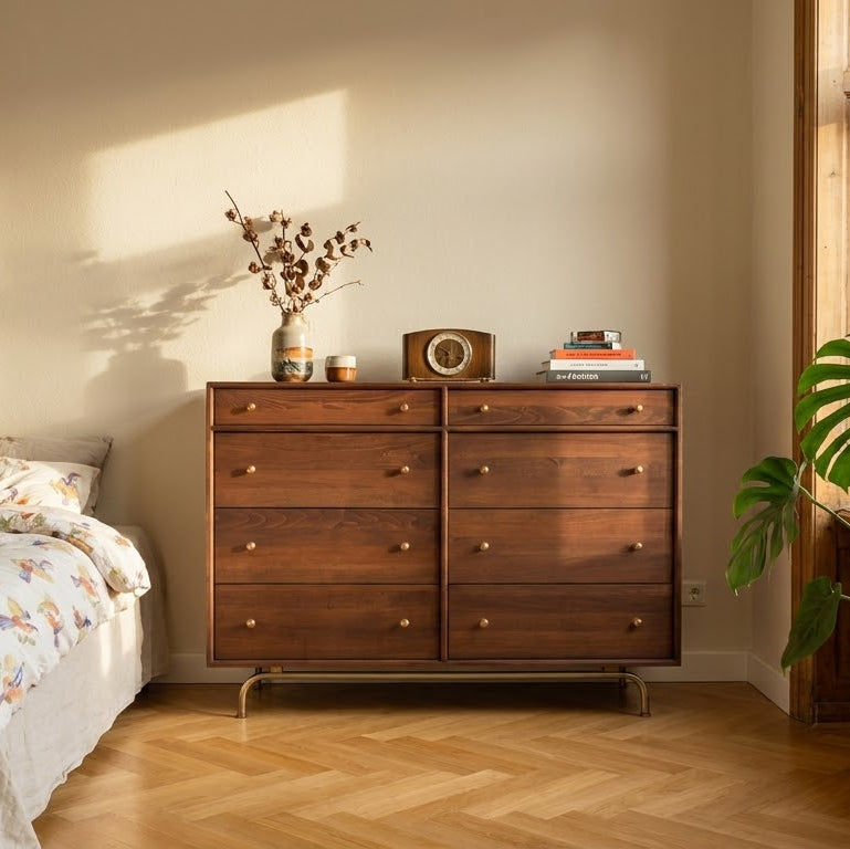 Gündedün Solid Wood K. Walnut Chest of Drawers