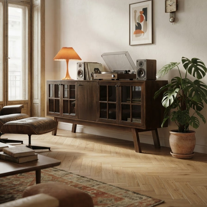 Süreyya Solid Wood Dark Oak Console