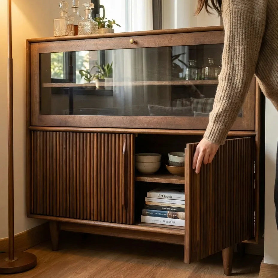 Derun Solid Wood Cocoa Cabinet