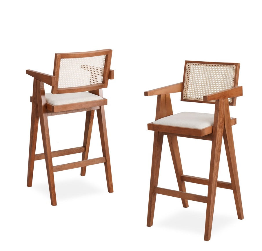 Luna Kollu Ahşap Bar Sandalyesi