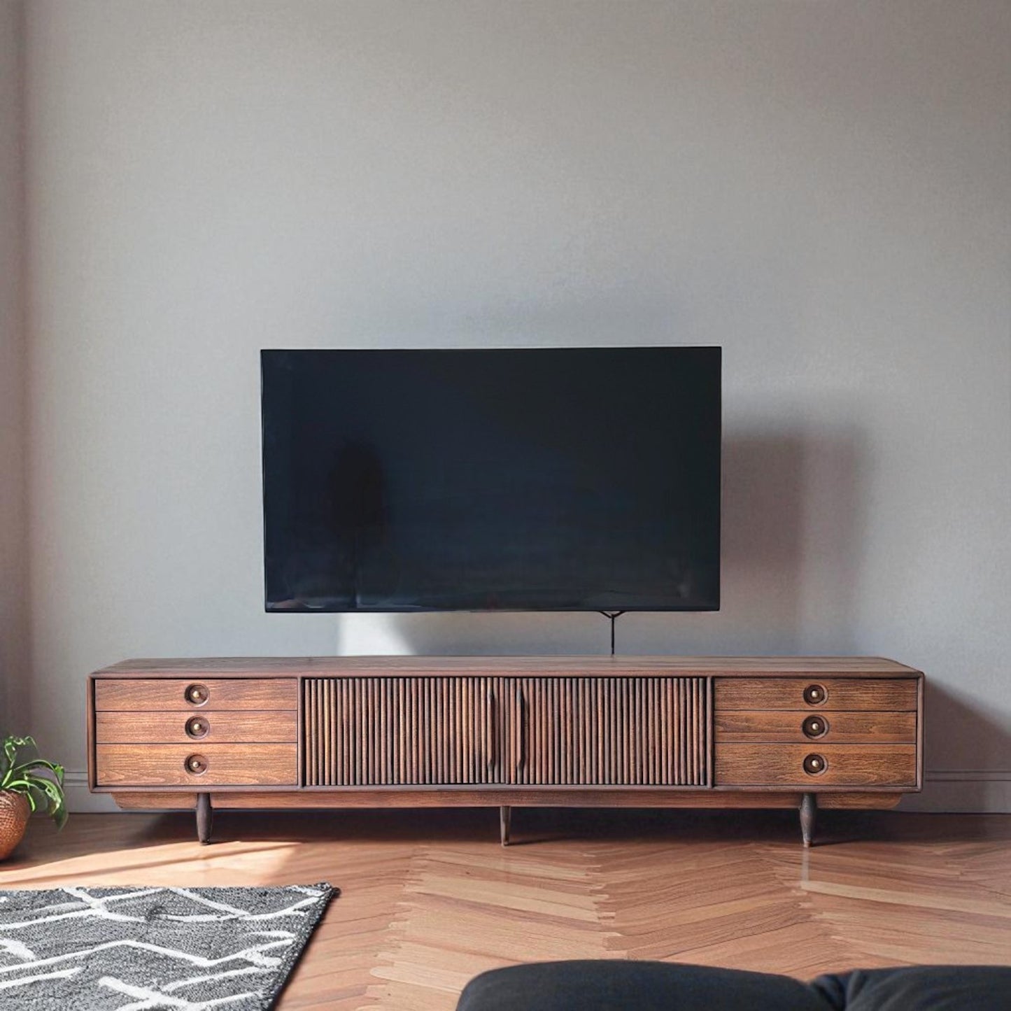 Mazhar V2 Masif Ahşap Cocoa TV Ünitesi