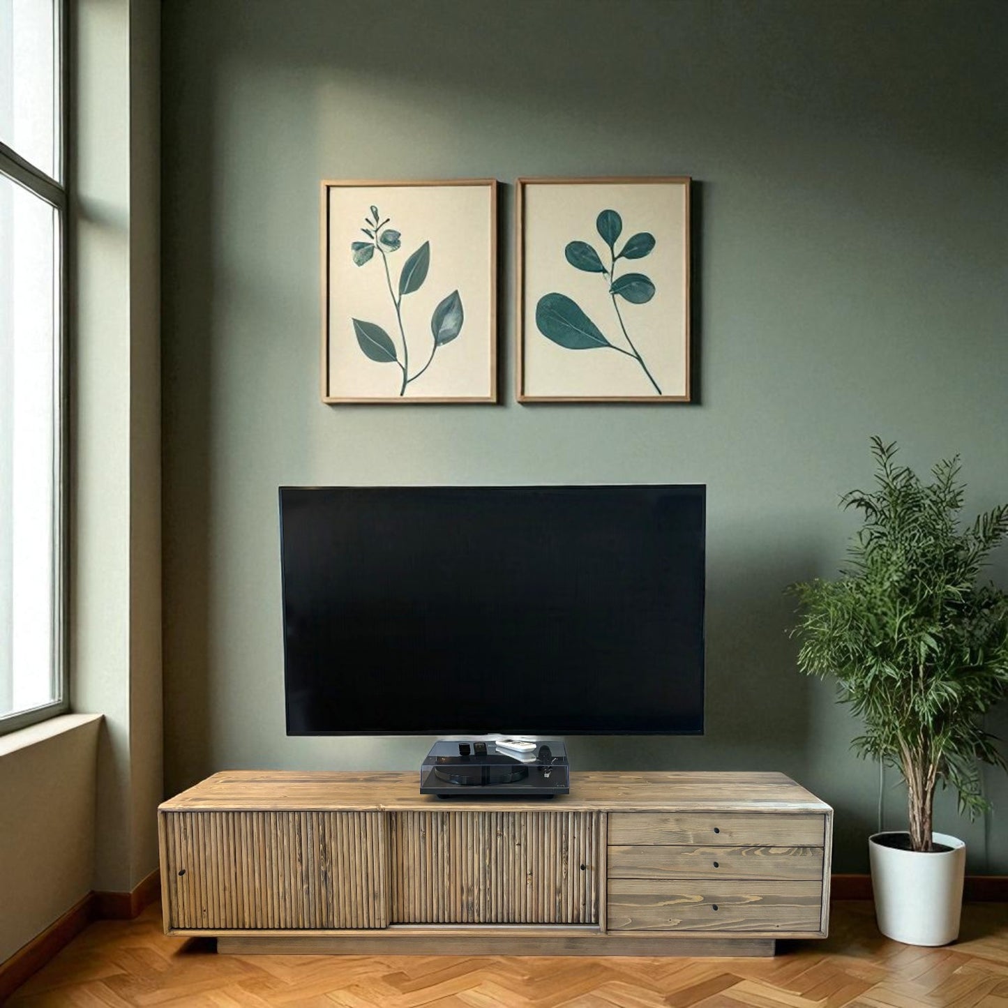 Mazhar V1 Masif Ahşap Castle Brown Tv Ünitesi