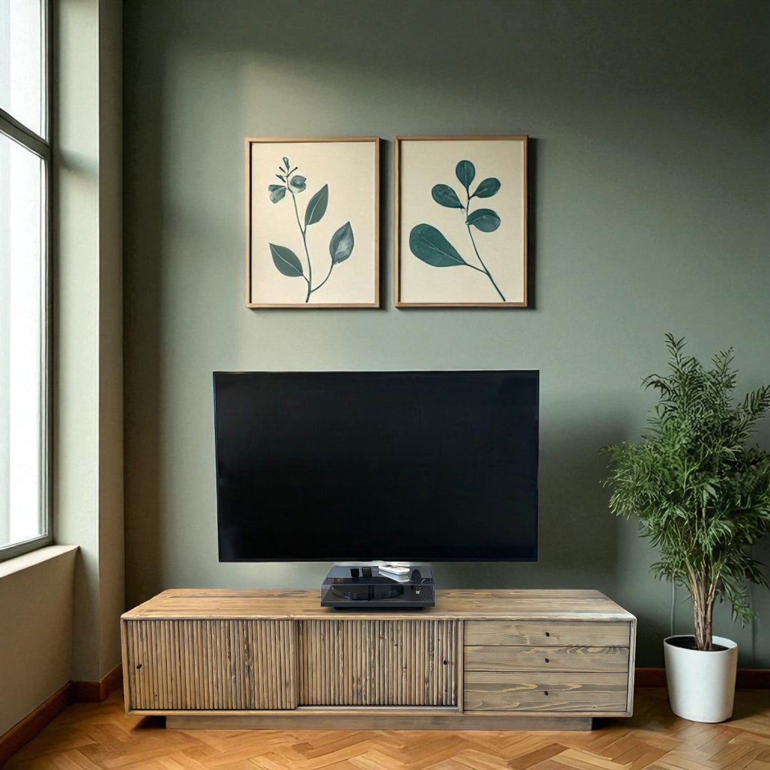 Mazhar V1 Masif Ahşap Castle Brown Tv Ünitesi