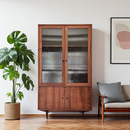 Mualla Masif Ahşap Nervürlü Camlı Arabica Büfe