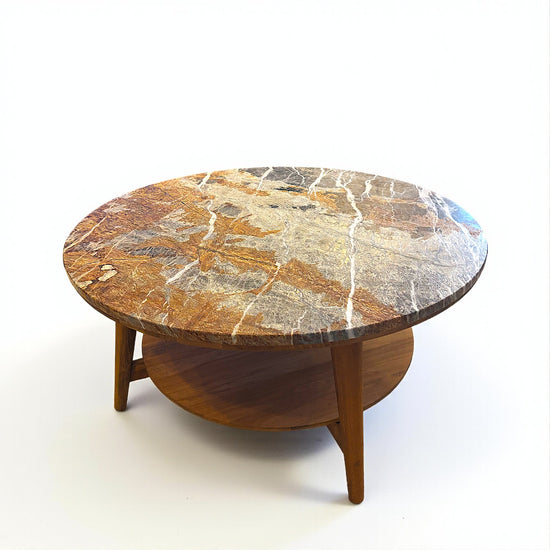 Muaşaka Masif Ahşap Castle Brown Orta Sehpa - BlueJean Mermerli