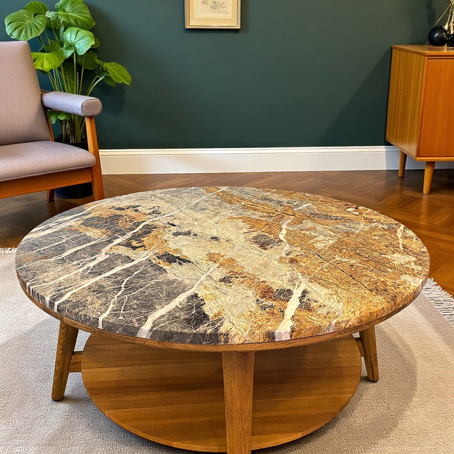 Muaşaka Masif Ahşap Castle Brown Orta Sehpa - BlueJean Mermerli