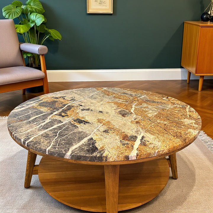 Muaşaka Masif Ahşap Castle Brown Orta Sehpa - BlueJean Mermerli