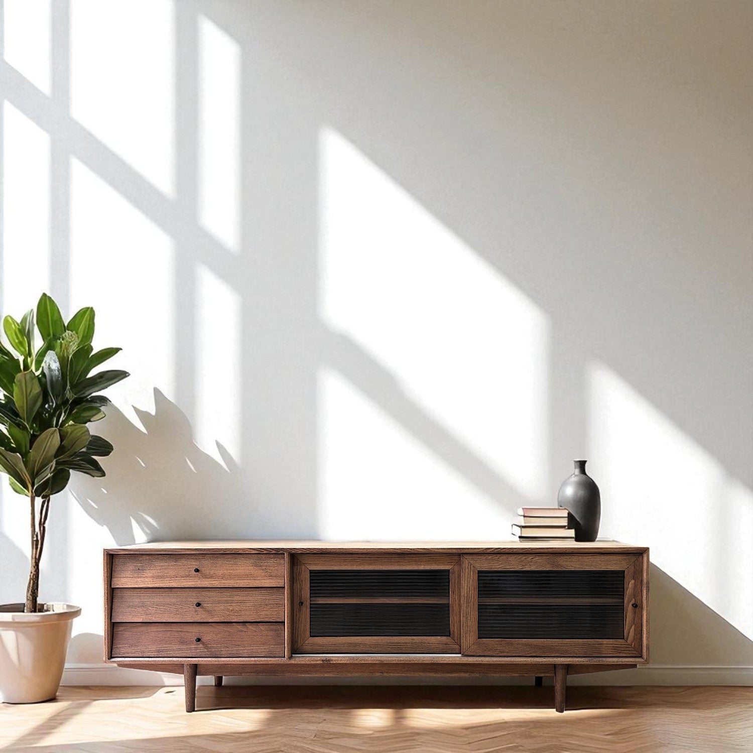 Muaşaka Masif Ahşap Chocolate Tv Ünitesi