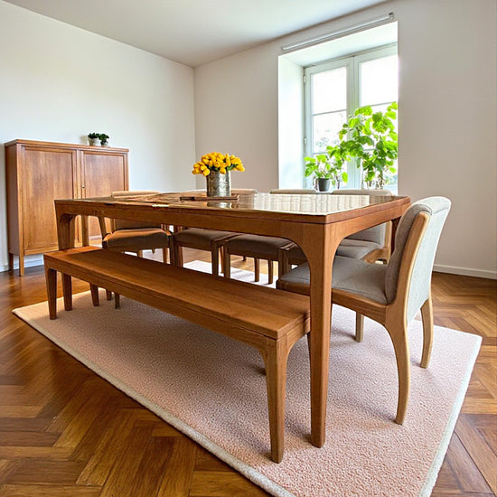 Naif Masif Ahşap Bourbon Yemek Masası ve Bank