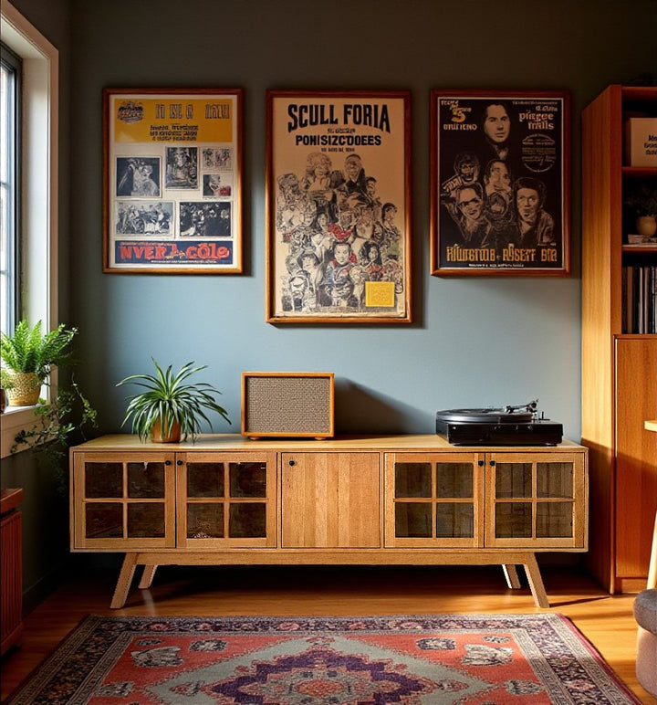 Süreyya Masif Ahşap Camlı Borubon Konsol