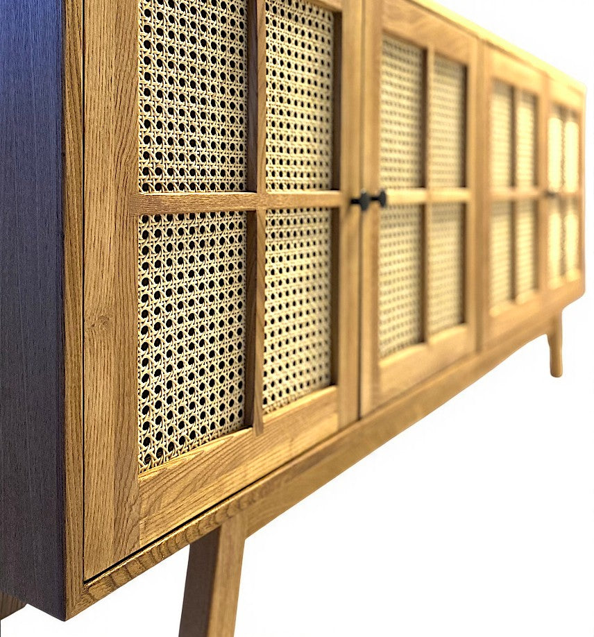 Süreyya Masif Ahşap Bambu Örgülü Pure Konsol